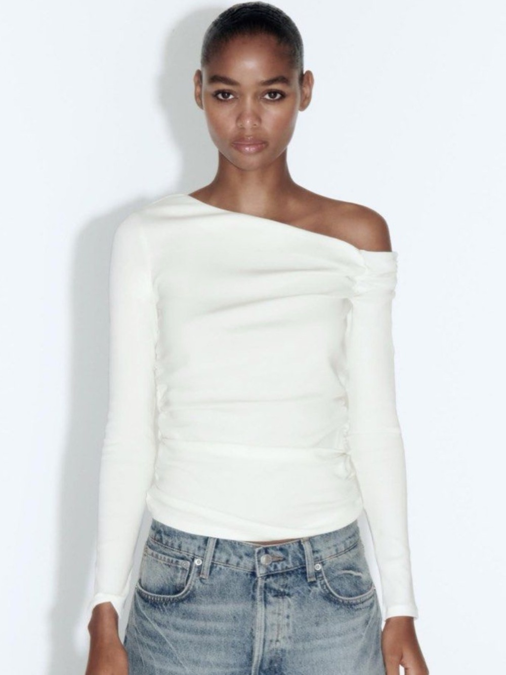 Zara Ruched Side + Shoulder Top